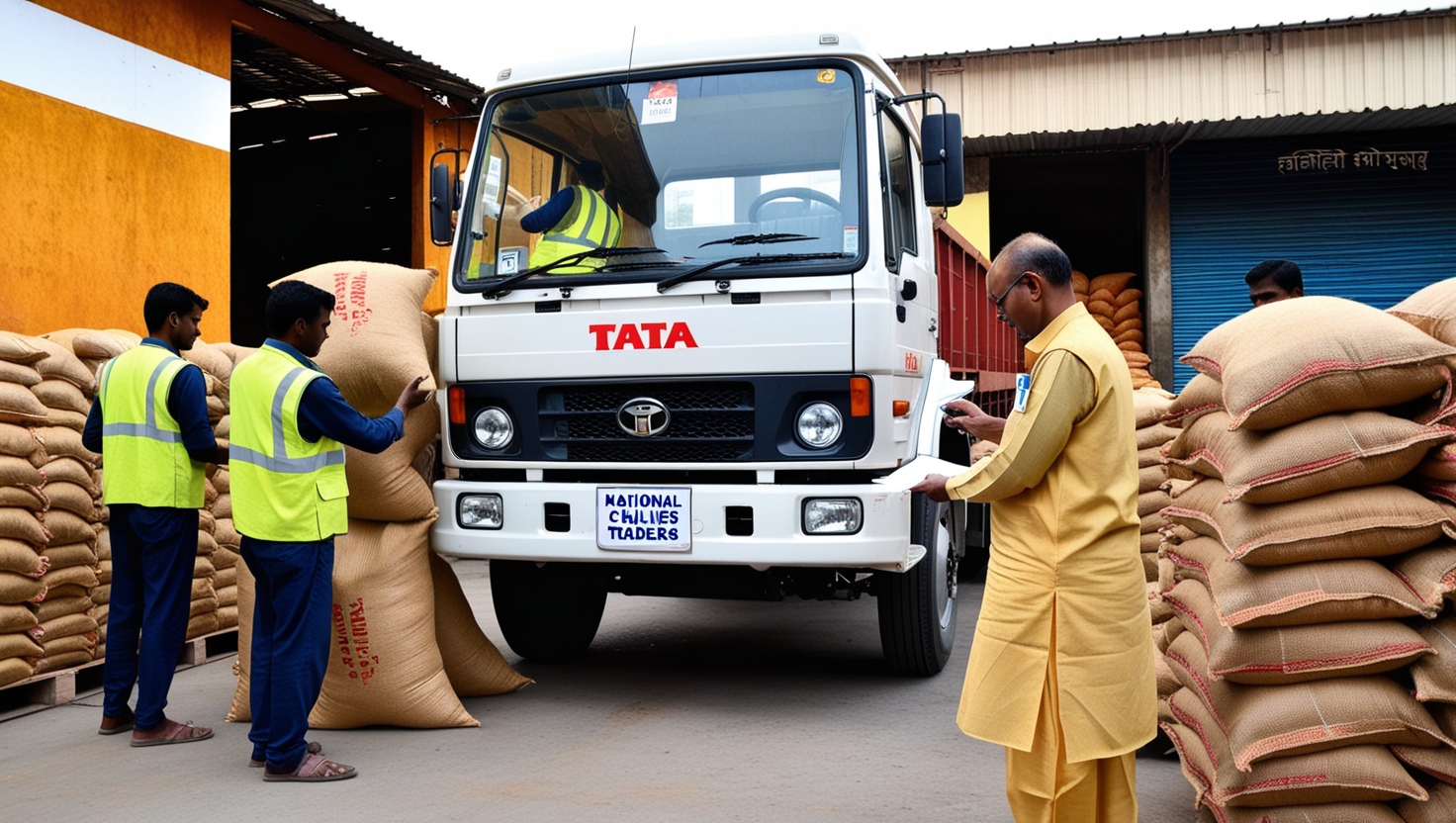Lorry unloading dry ginger